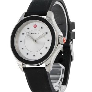 Michele Cape Stainless Black Rubber Strap Watch Needs New Battery